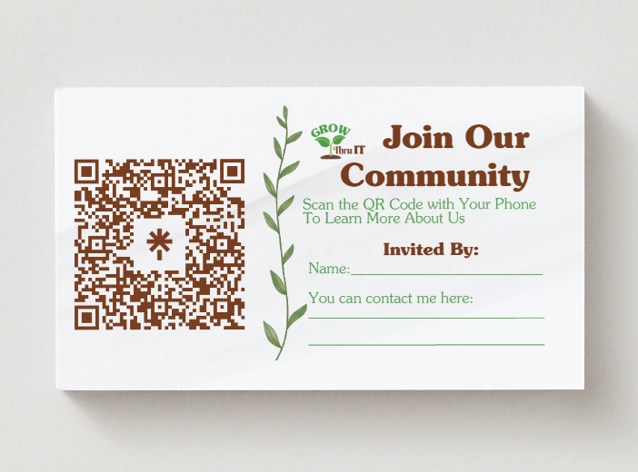 Grow Thru It Community Invitation Business Cards