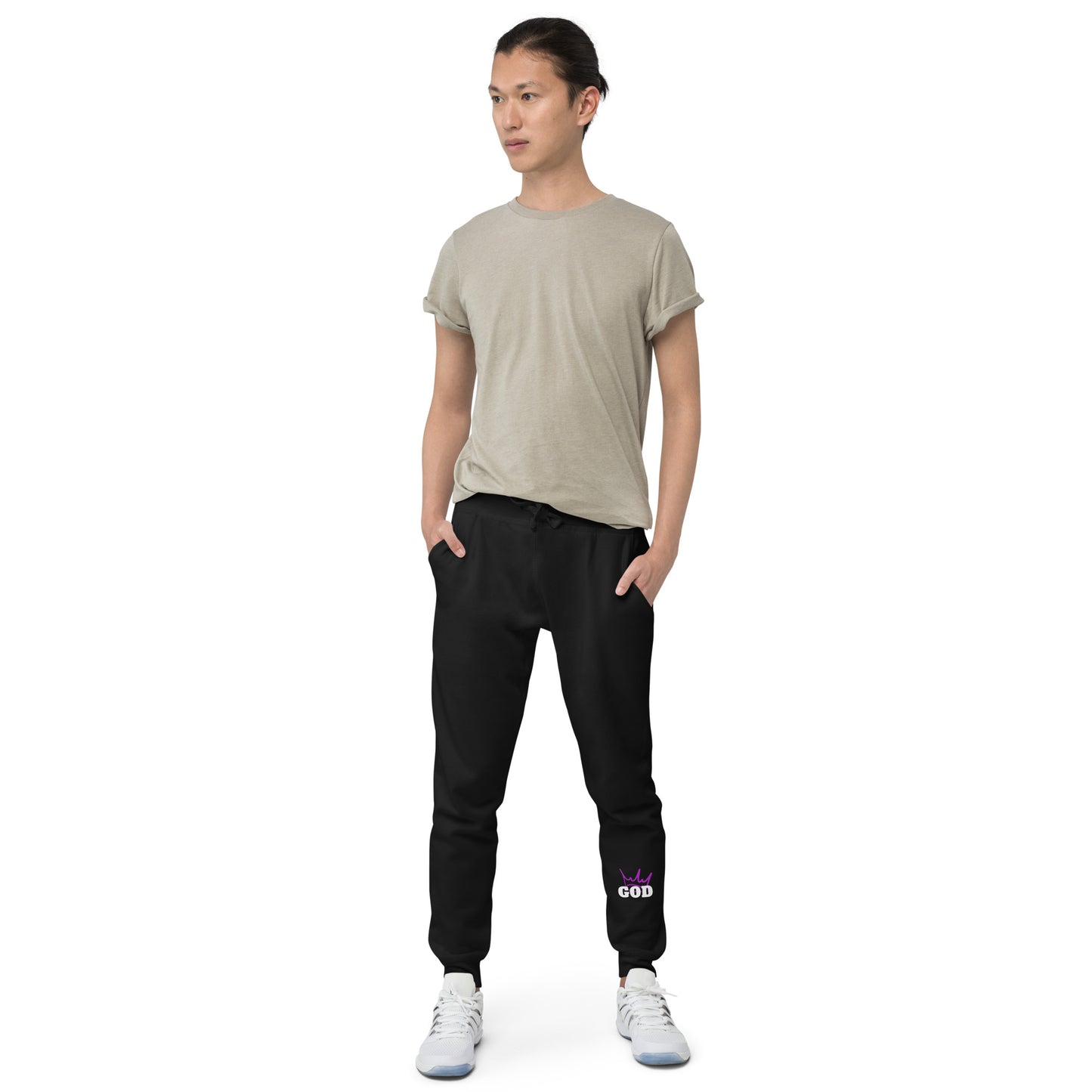 Unisex fleece sweatpants Purple Lettering