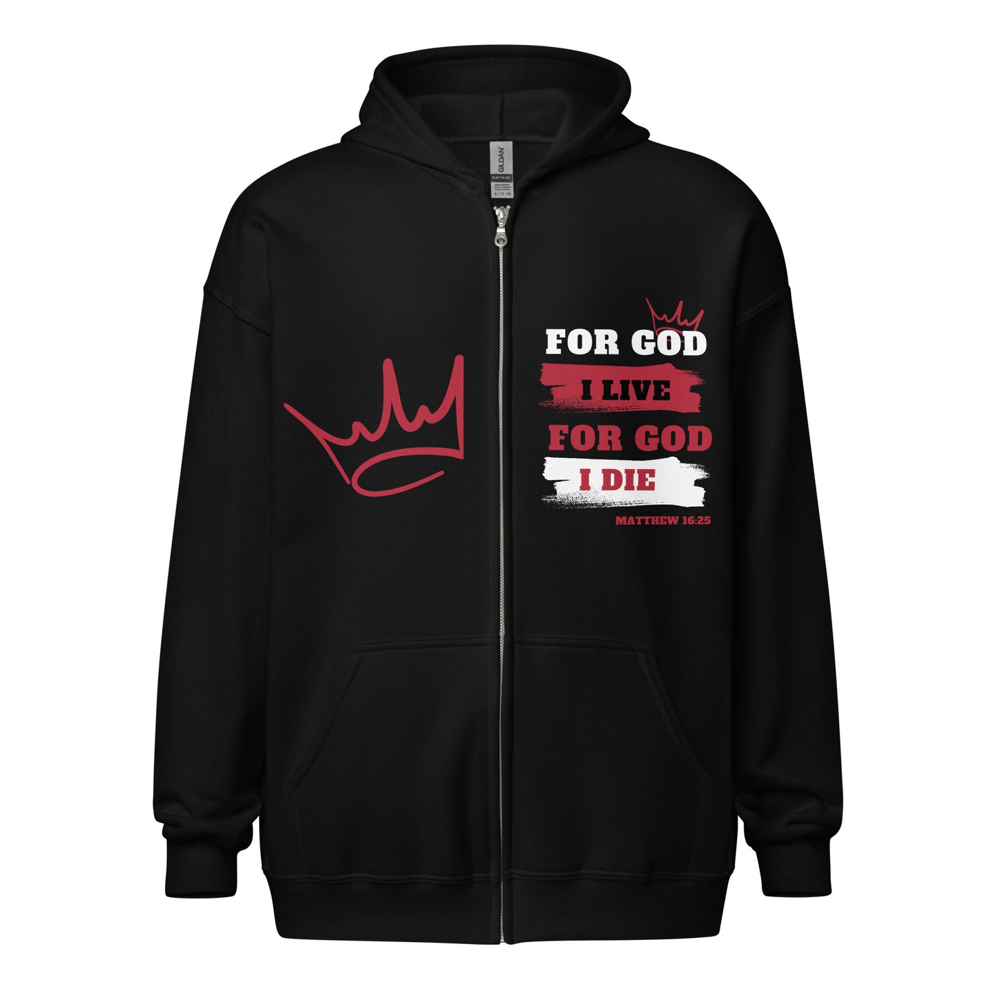 Unisex heavy blend zip hoodie Red Lettering