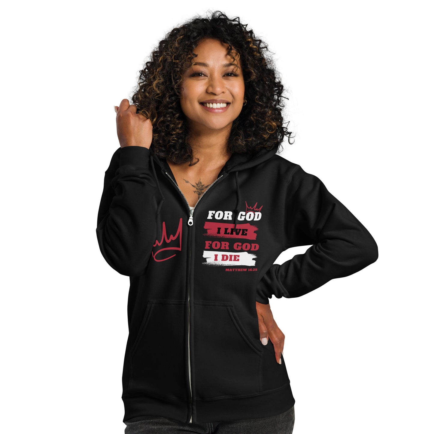 Unisex heavy blend zip hoodie Red Lettering