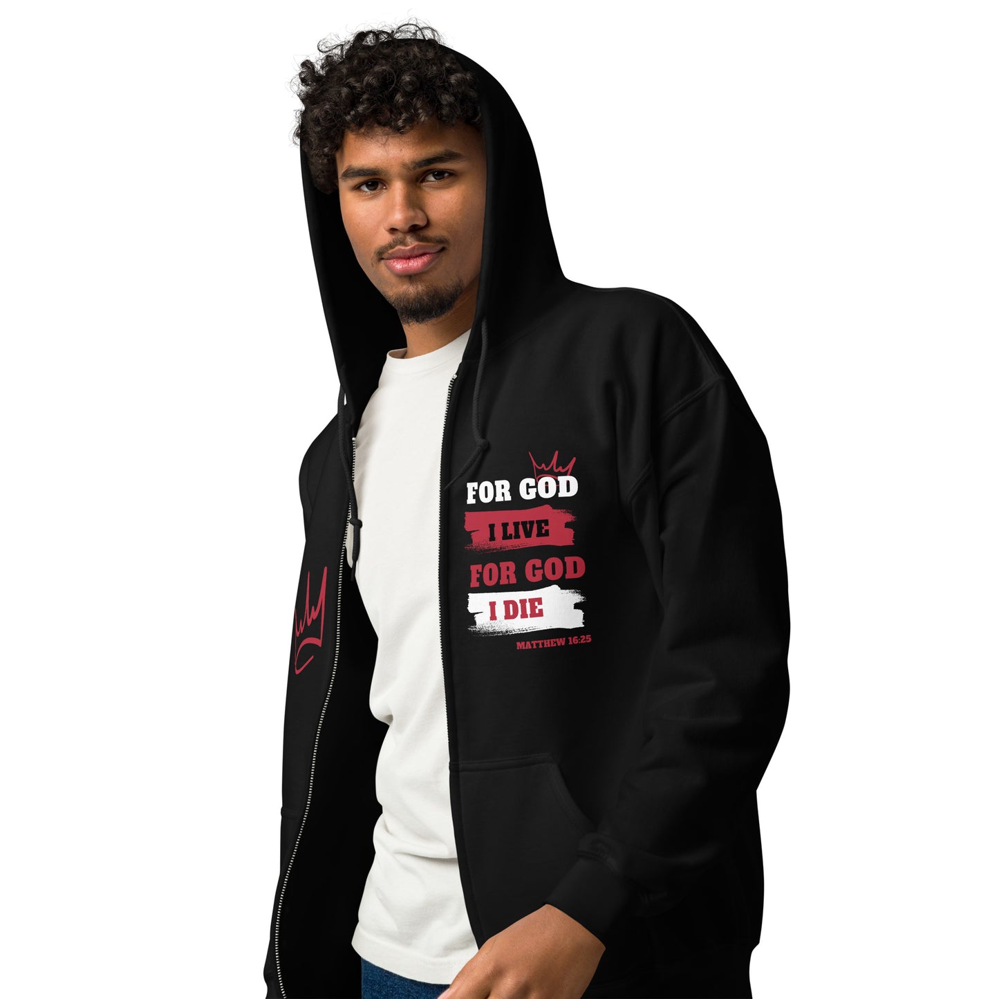 Unisex heavy blend zip hoodie Red Lettering