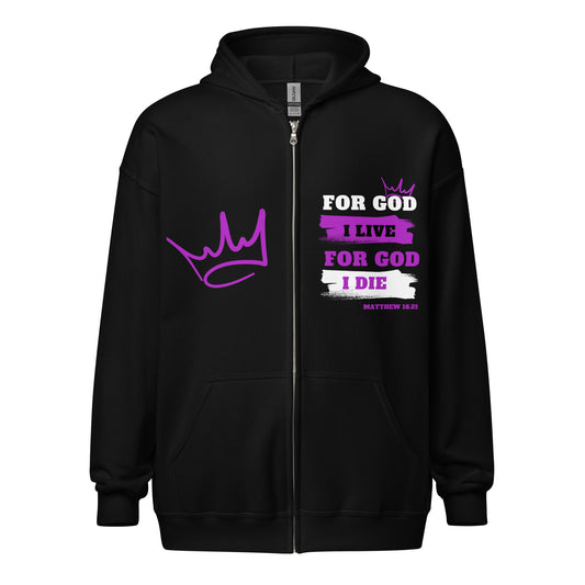 Unisex heavy blend zip hoodie Purple Lettering