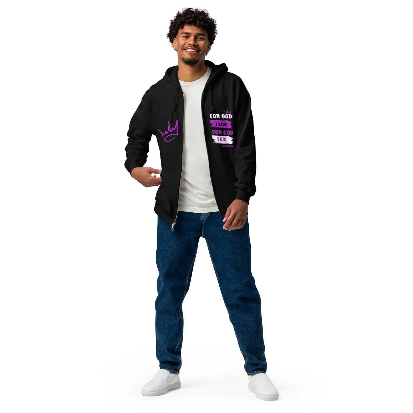 Unisex heavy blend zip hoodie Purple Lettering