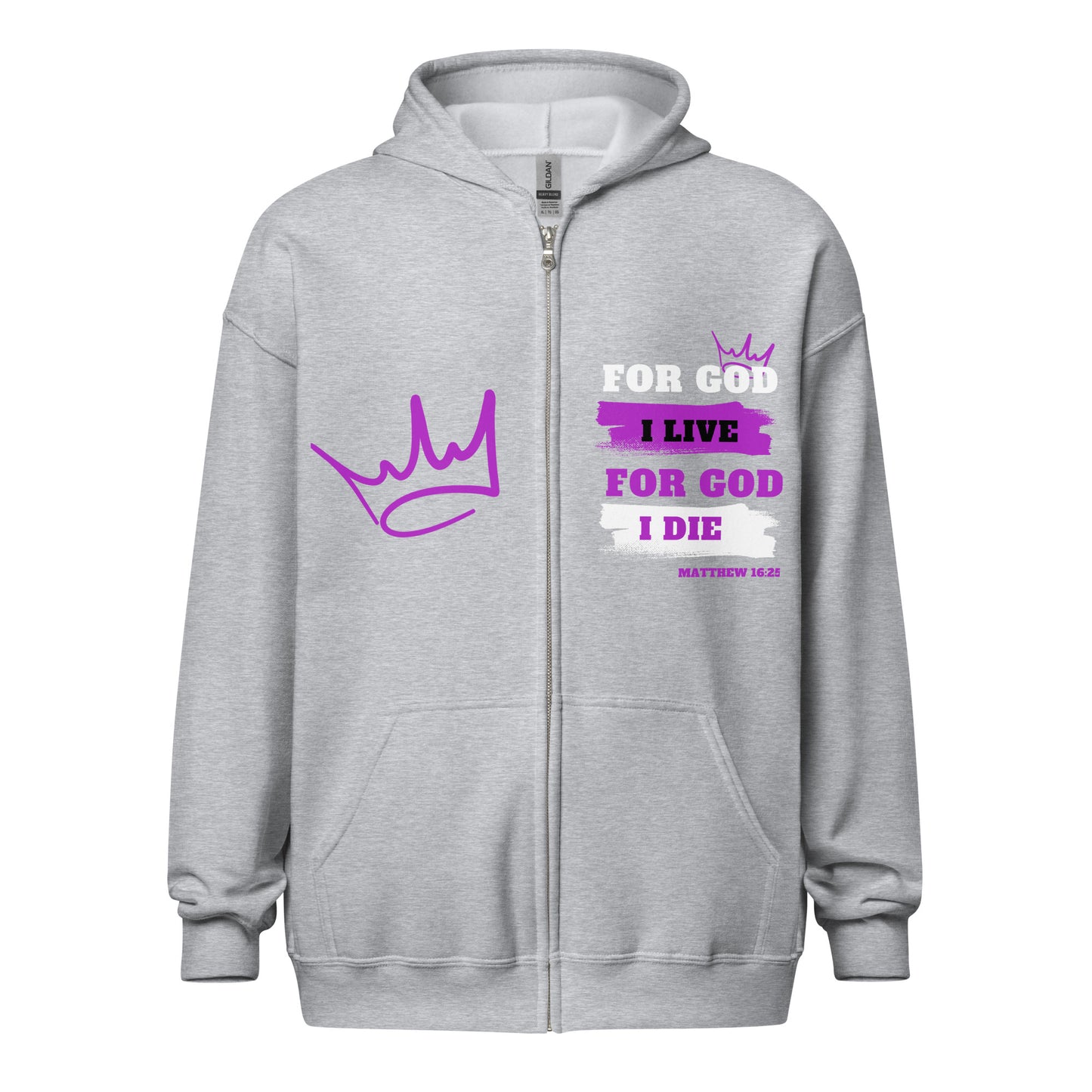 Unisex heavy blend zip hoodie Purple Lettering