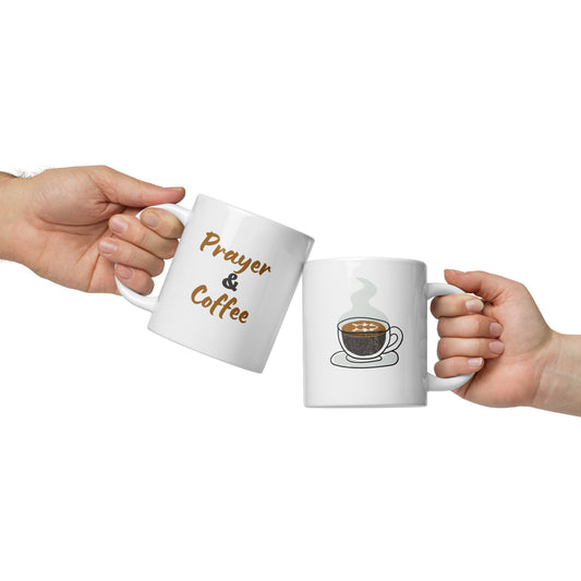 Prayer & Coffee White Glossy Mug