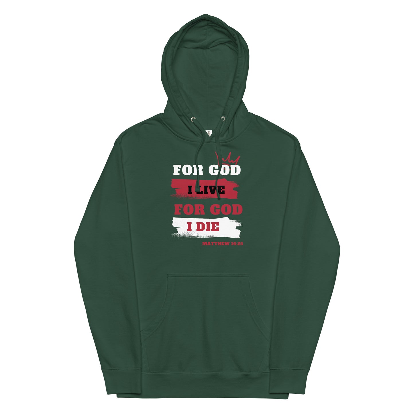 Unisex midweight hoodie (Red) For God I Live For God I Die