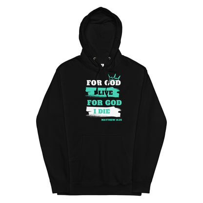 Unisex midweight hoodie (light blue) For God I Live For God I Die